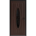 Front Exterior Prehung Steel Door / Ronex 1277 Black Enamel / Stainless Inserts Entry Metal Modern Painted W36" x H80" Left hand Inswing Brown