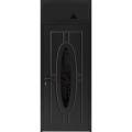 Front Exterior Prehung Steel Door / Ronex 1277 Brown / Transom Window Sidelite / Entry Metal Modern Painted W36" x H80+16" Right hand Inswing Black