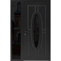Front Exterior Prehung Steel Door / Ronex 1277 Brown / Sidelight Exterior Window Sidelite / Entry Metal Modern Painted W36+14" x H80" Right hand Inswing Black