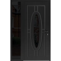 Front Exterior Prehung Steel Door / Ronex 1277 Brown / Sidelight Exterior Window Sidelite / Entry Metal Modern Painted W36+12" x H80" Left hand Inswing Black