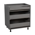 30" Base Cabinet-Double Door-Three Drawer-with White Gloss door Grey