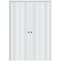 Sliding Closet Double Bi-fold Doors 72 x 80 inches | BASIC 0111 Arctic White | Sturdy Tracks Moldings Trims Hardware Set | Wood Solid Bedroom Wardrobe Doors White