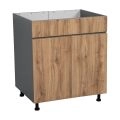 30" Sink Base Cabinets-High Double Door-with Shaker White Matte door Natural Teak