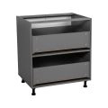 33" Base Cabinet-Double Door-Two Drawer-with White Gloss door Grey