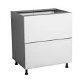33" Base Cabinet-Double Door-Two Drawer-with White Gloss door White