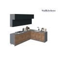 Kitchen Radiance Collection Gray Color Base Size 9Ft Wide Natural Teak & Black