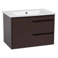 Modern Wall-Mount Bathroom Vanity with Washbasin | Judi Light Green Collection | Non-Toxic Fire-Resistant MDF-30" Brown Matte