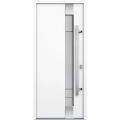Front Exterior Prehung Steel Door / Deux 1713 White Enamel / Stainless Inserts Single Modern Painted-W36" x H80"-Left-hand Inswing White