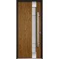 Front Exterior Prehung Steel Door / Deux 1713 White Enamel / Stainless Inserts Single Modern Painted-W36" x H80"-Left-hand Inswing Oak