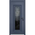 Front Exterior Prehung Steel Door / Ballucio 6044 Gray Graphite / Stainless Inserts Single Modern Painted-W36" x H80"-Left-hand Inswing Gray Graphite