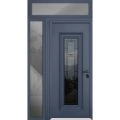 Front Exterior Prehung Steel Door / Ballucio 6644 Natural Oak / Black Side and Top Exterior Window Sidelite / Entry Metal Modern Painted W36+12" x H80+16" Left hand Inswing Gray Graphite