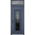 Front Exterior Prehung Steel Door / Ballucio 6644 Natural Oak / Black Top Exterior Window Sidelite / Entry Metal Modern Painted W36" x H80+16" Right hand Inswing Gray Graphite