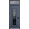Front Exterior Prehung Steel Door / Ballucio 6644 Natural Oak / Black Top Exterior Window Sidelite / Entry Metal Modern Painted W36" x H80+16" Left hand Inswing Gray Graphite