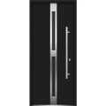 Front Exterior Prehung Steel Door / Deux 1755 Black Enamel / Stainless Inserts Single Modern Painted-W36" x H80"-Left-hand Inswing Black
