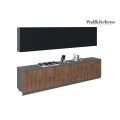Kitchen Signature Collection Gray & White Gloss Color Base Size 13Ft Wide Natural Teak & Black