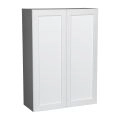 36" x 42" Wall Cabinet-Double Door-with Natural Teak door White