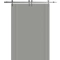 Modern Double Barn Door 36 x 80 inches | BASIC 0111 Dove Grey | 13FT Silver Rail Track Set | Solid Panel Interior Doors Grey