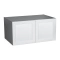 36" x 15" Wall Cabinet-Double Door-with Natural Teak door White