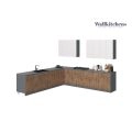 Kitchen Prodigy Collection White Matte Color Base Size 11Ft Wide Natural Teak & White Gloss
