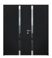 Front Exterior Prehung Aluminum Door / Cynex 6777 Brown / Entry Steel Metal Modern Painted W12+36+12"xH80+14" Right-hand Inswing Black