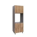 SOC3084DD-DD-GRE Tall Single Oven Cabinets -with White Gloss door Natural Teak