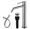 Brass Matte Black Vessel Sink Faucet, Single Handle Bathroom Faucet for Sink 1 Hole, Lavatory Vanity Tap Brushed Nickel