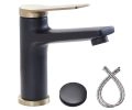 Brushed Gold and Matte Black Single Hole Bathroom Faucet, Single Handle Bathroom Faucet for Sink 1 Hole, Lavatory Vanity Tap Brushed Gold & Matte Black