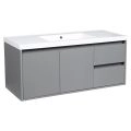 Modern Wall-Mounted Bathroom Vanity with Washbasin| Niagara Wall Mount Grey Matte Collection 48 | Non-Toxic Fire-Resistant MDF Gray Matte