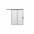 Modern aluminum interior barn bypass door with frosted glass | LUMO 1900 Black | 48 x 80 (2* 24x80) in. Black