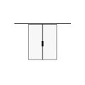 Modern aluminum interior hidden double barn door with clear glass | LUMO 1800 Black | 56 x 96 (2* 28x96) in. Black