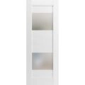 Slab Door Panel Opaque Glass 2 Lites 18 x 80 inches / Sete 6222 White Silk / Modern Finished Doors / Pocket Closet Sliding Barn White