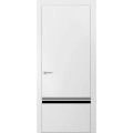 Modern Solid Interior Door with Handle | Planum 0012 Ginger Ash and Aluminum Strips | Single Regural Panel Frame Trims | Bathroom Bedroom Sturdy Doors-28" x 96" White