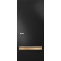 Modern Solid Interior Door with Handle | Planum 2010 Matte Black and Aluminum Strips | Single Regural Panel Frame Trims | Bathroom Bedroom Sturdy Doors Black Matte