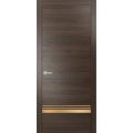 Modern Solid Interior Door with Handle | Planum 2010 Matte Black and Aluminum Strips | Single Regural Panel Frame Trims | Bathroom Bedroom Sturdy Doors Chocolate Ash