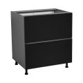 33" Base Cabinet-Double Door-Two Drawer-with White Gloss door Black