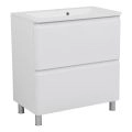 Modern Free Standing Bathroom Vanity with Washbasin | Comfort Teak Natural Collection | Non-Toxic Fire-Resistant MDF White High Gloss