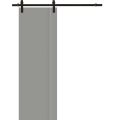 Modern Barn Door 18 x 80 inches | BASIC 0111 Arctic White | 6.6FT Rail Track Heavy Hardware Set | Solid Panel Interior Doors Grey