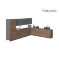 Kitchen Regal Collection White Gloss Color Base Size 13Ft Wide Natural Teak & Gray