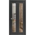 Sliding Closet Bi-fold Doors | Lucia 2166 White Silk with Clear Glass | Sturdy Tracks Moldings Trims Hardware Set | Wood Solid Bedroom Wardrobe Doors  Black Matte