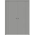 Sliding French Double Pocket Doors 36 x 80 inches | BASIC 0111 Dove Grey | Kit Rail Hardware | Solid Wood Interior Bedroom Modern Doors Grey