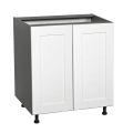 24" Base Cabinet High Double Door with Black Matte door White