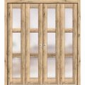 Sliding Closet Double Bi-fold Doors | Lucia 2552 Oak with Frosted Glass | Sturdy Tracks Moldings Trims Hardware Set | Wood Solid Bedroom Wardrobe Doors  Oak