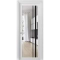 Solid French Door | Lucia 2566 White Silk with Clear Glass and Aluminum Strips | Single Regular Panel Frame Trims Handle | Bathroom Bedroom Sturdy Doors White