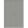 Sliding Closet Double Bi-fold Doors 72 x 80 inches | BASIC 0111 Arctic White | Sturdy Tracks Moldings Trims Hardware Set | Wood Solid Bedroom Wardrobe Doors Grey