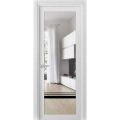 Solid French Door | Lucia 2666 White Silk with Clear Glass and Aluminum Strips | Single Regular Panel Frame Trims Handle | Bathroom Bedroom Sturdy Doors White
