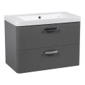 Modern Wall-Mounted Bathroom Vanity with Washbasin | Fiona Beige Matte Collection | Non-Toxic Fire-Resistant MDF-30" Gray Matte