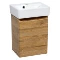 Modern Wall-Mounted Bathroom MINI-Vanity with Washbasin | Comfort White High Gloss Collection | Non-Toxic Fire-Resistant MDF Teak Natural