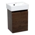 Modern Wall-Mounted Bathroom MINI-Vanity with Washbasin | Comfort White High Gloss Collection | Non-Toxic Fire-Resistant MDF Rosewood