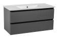 Modern Wall-Mount Bathroom Vanity with Washbasin | Edison Gray Matte Collection | Non-Toxic Fire-Resistant MDF-40" Gray Matte