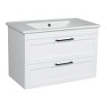 Modern Wall-Mount Bathroom Vanity with Washbasin | Palm Beach Green Matte Collection | Non-Toxic Fire-Resistant MDF-26" White